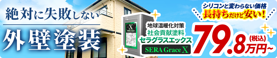 絶対に失敗しない外壁塗装 地球温暖化対策 社会貢献塗料 セララグラスエックス シリコンと変わらない価格 長持ちだけど安い！